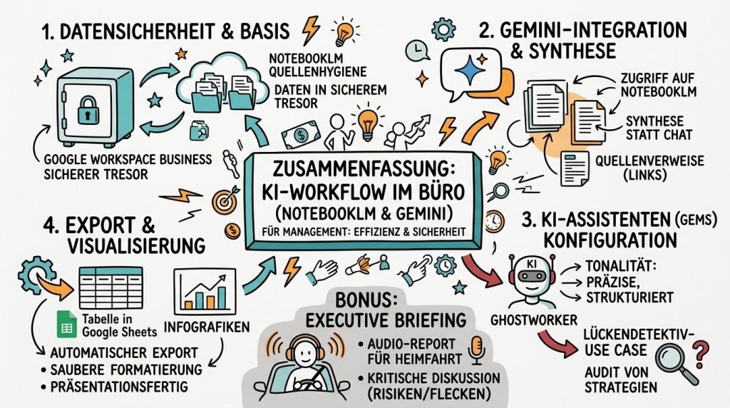 Büroangestellter visualisiert ein PDF mit Gemini am Laptop 