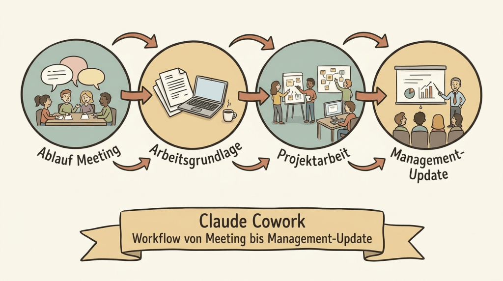 Claude Cowork Workflow von Meeting bis Management-Update
